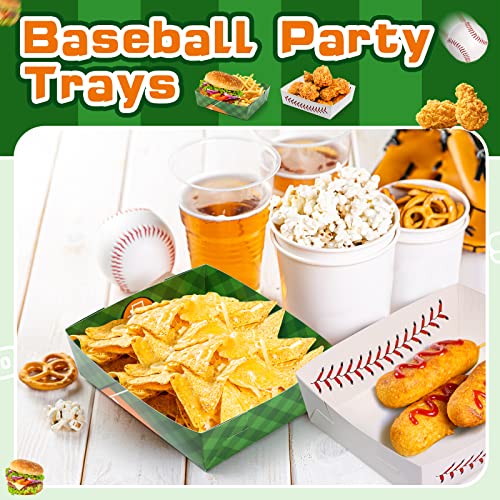 36 Pack Baseball Party Favors 5 lb Baseball Plates Food Trays Nacho Boats Large Paper Food Boats Nacho Trays Disposable Serving Snack Tray for Food, Baseball Themed Birthday Decorations