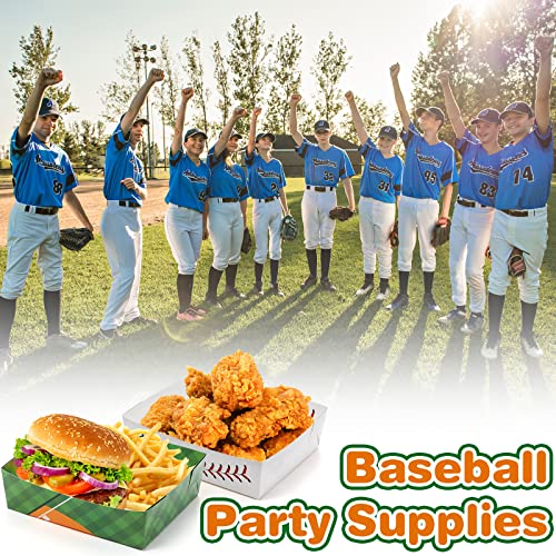 36 Pack Baseball Party Favors 5 lb Baseball Plates Food Trays Nacho Boats Large Paper Food Boats Nacho Trays Disposable Serving Snack Tray for Food, Baseball Themed Birthday Decorations