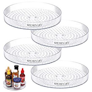 lazy susan turntable - 4 pack lazy susan organizer for cabinet, kitchen, pantry,table, fridge, bathroom, countertop, vanity, 9 inches, clear
