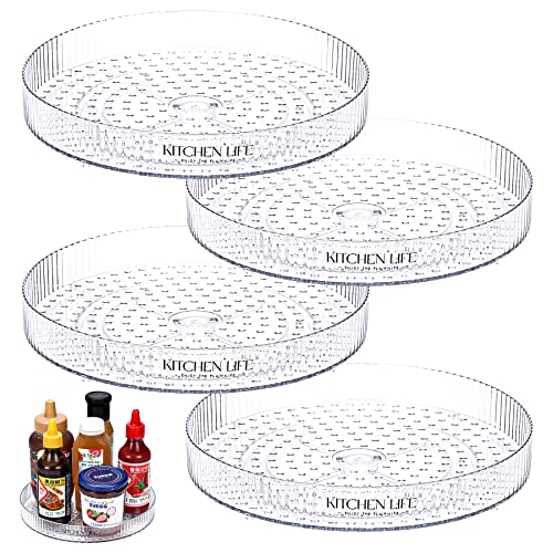 Lazy Susan Turntable - 4 Pack Lazy Susan Organizer for Cabinet, Kitchen, Pantry,Table, Fridge, Bathroom, Countertop, Vanity, 9 Inches, Clear