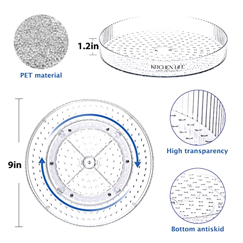 Lazy Susan Turntable - 4 Pack Lazy Susan Organizer for Cabinet, Kitchen, Pantry,Table, Fridge, Bathroom, Countertop, Vanity, 9 Inches, Clear