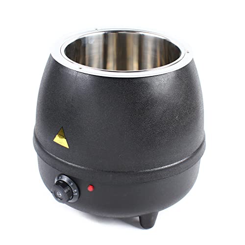 Omosiroi 10L Soup Kettle, 400W 110VPP Shell Commercial Electric Soup Warmer Black Countertop Food Kettle Warmer Restaurant Stainless Steel Pot