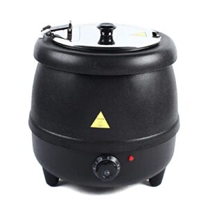 Omosiroi 10L Soup Kettle, 400W 110VPP Shell Commercial Electric Soup Warmer Black Countertop Food Kettle Warmer Restaurant Stainless Steel Pot