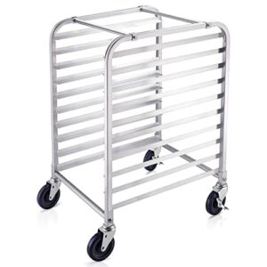 hardura sheet pan rack,10 tier bun pan rack commercial bakery rack with wheels, aluminum racking nsf listed cooling trolley for kitchen, 20"x26"x38"h