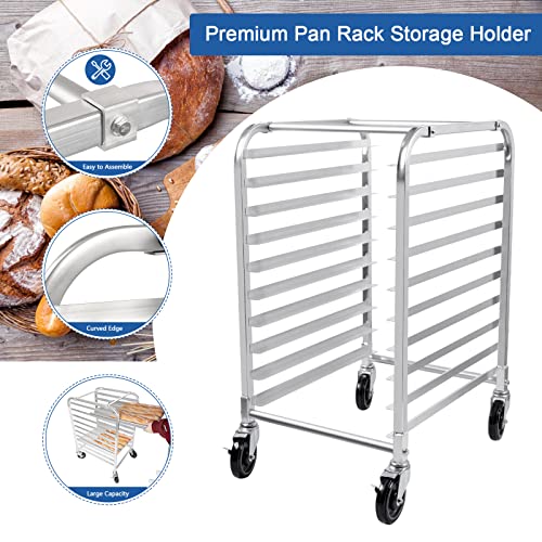 HARDURA Sheet Pan Rack,10 Tier Bun Pan Rack Commercial Bakery Rack with Wheels, Aluminum Racking NSF Listed Cooling Trolley for Kitchen, 20"x26"x38"H