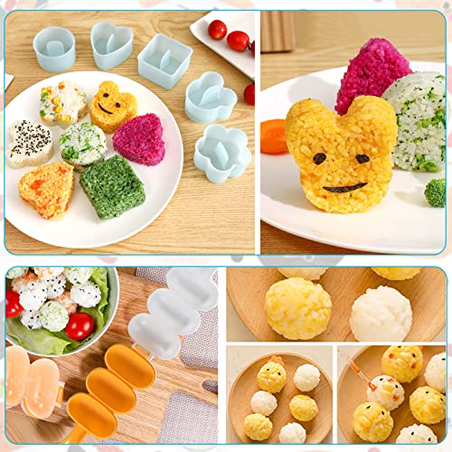 MLRYH Onigiri Maker Mold, 8 Pcs Sushi Onigiri Musubi Maker Mold Kit Rice Ball Mold Shake Sushi Makers Mold with Small Rice Paddle, Brush for Kitchen.