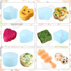 MLRYH Onigiri Maker Mold, 8 Pcs Sushi Onigiri Musubi Maker Mold Kit Rice Ball Mold Shake Sushi Makers Mold with Small Rice Paddle, Brush for Kitchen.