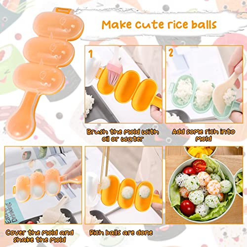 MLRYH Onigiri Maker Mold, 8 Pcs Sushi Onigiri Musubi Maker Mold Kit Rice Ball Mold Shake Sushi Makers Mold with Small Rice Paddle, Brush for Kitchen.