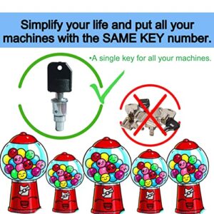 Lock and Key for Classic Gumball Machine - Vending Machines Top Lid Tubular Key Lock for Capsule, Candy, Gumball Vending Machine. Gumball Machine Lock and Key 1/4" Thread (2pc - Key Y2)…