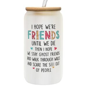 gifts for friends female - friendship gifts for women friends - best friend birthday gifts for women - inspirational friend gifts for women, bestie gifts for women, bff gifts - 16 oz friend can glass