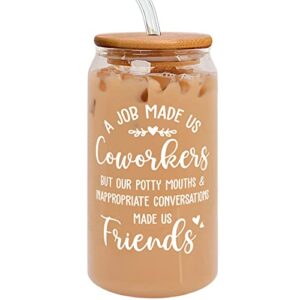 gifts for coworkers, friends, females, bestie gifts for women - thank you coworker gifts for women - friendship gifts for friends female, best friend birthday gifts for women - 16 oz can glass