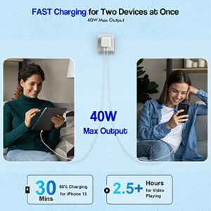 10FT iPhone Charger Fast Charging,40W USB C Fast Charger iPhone[Apple MFI Certified]2Pack 10foot TypeC to Lightning Cable Dual Port Apple Fast Charger Power Adapter for iPhone14/13/12/11/XS/XR/SE/iPad