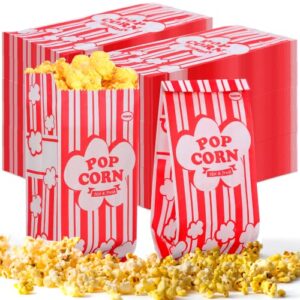 teling 300 pcs paper popcorn bags 1 oz popcorn bags individual servings retro red/white stripe popcorn movie bags disposable concession popcorn bags bulk for popcorn machine theater carnival party