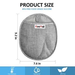 Easy Wear & Off, KooMall Silicone Pot Holders Set, Multi-Purpose Hot Pads for Kitchen, Trivets Potholders Oven Mitts for Baking Cooking Hot Dishes Pans, Anti-slip Lining & Both Sides Heat Safety, Gray