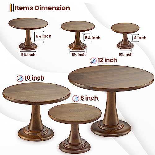 Tidita Set of 3 Acacia Wood Cake Stand Set – Rustic Farmhouse Cupcake Stand - Wedding and Birthday Cake Pedestal Stand - 3 Pcs Dessert Display Stand Use at Parties, Restaurants (Acacia Wood)