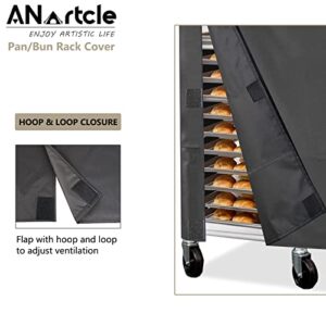 ANartcle Pan Bun Rack Cover,600D Waterproof and Dustproof Bun Rack Cover, Suitable for Commercial Bun Pan Bakery Rack - 20 Sheet,23" W x 26" D x 61" H,Black