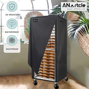 ANartcle Pan Bun Rack Cover,600D Waterproof and Dustproof Bun Rack Cover, Suitable for Commercial Bun Pan Bakery Rack - 20 Sheet,23" W x 26" D x 61" H,Black