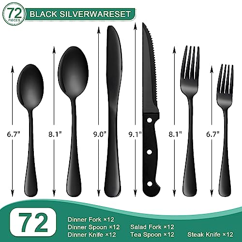 73-Piece Silverware Set with Flatware Drawer Organizer, AIKWI Stainless Steel Cutlery Set Service for 12, Tableware Eating Utensils with Steak Knives, Dishwasher Safe, Mirror Polished & Heavy Duty