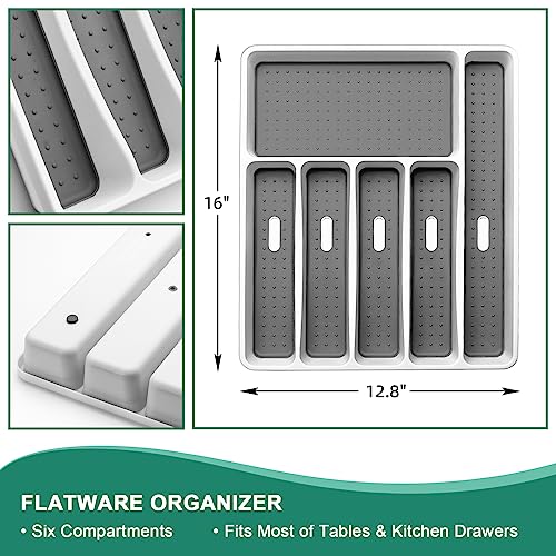 73-Piece Silverware Set with Flatware Drawer Organizer, AIKWI Stainless Steel Cutlery Set Service for 12, Tableware Eating Utensils with Steak Knives, Dishwasher Safe, Mirror Polished & Heavy Duty