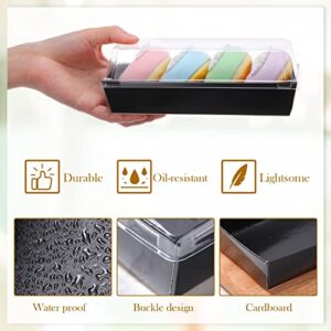 Didaey 100 Pcs Paper Charcuterie Boxes with Clear Lids 7.5 x 3.3 x 2.6'' Plastic Roll Cake Box Rectangle Sandwich Boxes Disposable Food Containers for Hot Dog Sushi Chocolate Strawberry (Black)