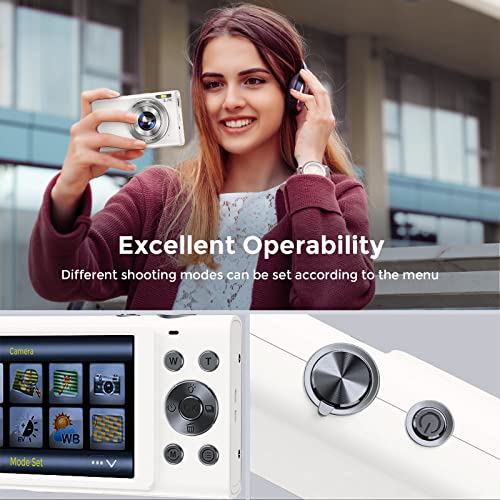 Animdreti Digital Camera Auto Focus 2.7K Vlogging Camera HD 48MP 16X Digital Zoom Camera with 32G Memory Card 2 Batteries YouTube Portable Mini Compact Camera for Kids Teens Adult Beginner