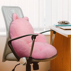 QYA Computer Chair Cushion Pink, Cute Seat Cushion with Backrest Non-Slip, Kawaii Chair Pillow for Gamer Chair, Comfy Chair Cushion for Bedroom (32"x 18", Pink Kitty)