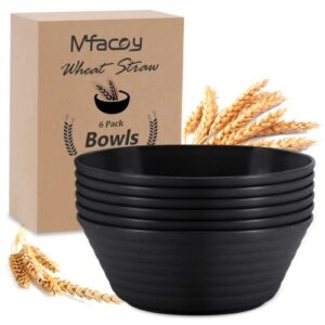 mfacoy unbreakable cereal bowls set of 6, 28 oz premium wheat straw bowls, lightweight dessert bowls, reusable soup bowls, microwave safe bowls for camping, rv, dorm, soup, oatmeal, ramen, bpa-free