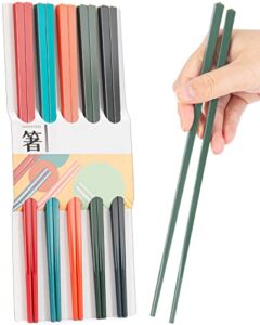 chopsticks,liangken 5 pairs dishwasher safe fiberglass chopsticks set,9.5 inch reusable japanese chinese chopsticks , non-slip, easy to use (colorful ) (9.5 inch, color)