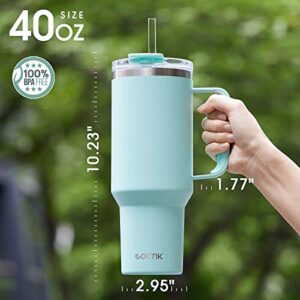 COKTIK 40 oz Tumbler With Handle and Straw Lid, 2-in-1 Lid (Straw/Flip), Vacuum Insulated Travel Mug Stainless Steel Tumbler for Hot and Cold Beverages(Seafoam)