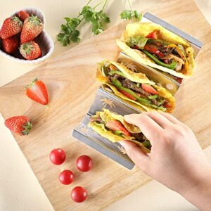 2PCS Stainless Steel Taco Holder, Premium Large Taco Holder Stand, Taco Stands for 3 Tacos, Soft or Hard Taco Shell Holder, Street Taco Rack, Dishwasher and Grill Safe, Perfect for Taco Tuesday