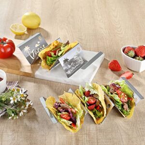 2PCS Stainless Steel Taco Holder, Premium Large Taco Holder Stand, Taco Stands for 3 Tacos, Soft or Hard Taco Shell Holder, Street Taco Rack, Dishwasher and Grill Safe, Perfect for Taco Tuesday