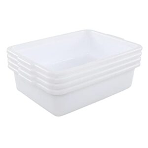 leendines 13 liters plastic bus tray, commercial wash basin bus tub set of 4, white