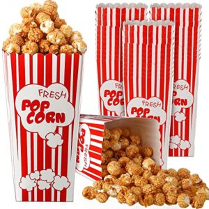fuutreo 120 pack movie night popcorn box paper popcorn bucket bowl bulk 46 oz red and white popcorn bag snack container holder 7.87" for popcorn machine theater carnival circus party decor supplies