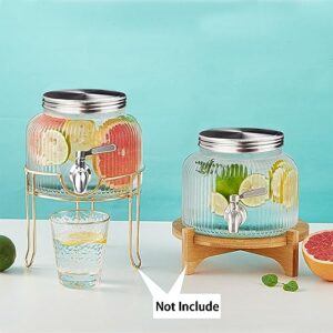 Mapeoes 0.8 gal (2.8L) Glass Beverage Drink Dispenser with Spigot for Fridge,Stainless Steel Spout and Lid,Refrigerator Mason jar for Water Juice Milk Ice Coffee Sun Tea,Small Mini Cold Drink,Clear