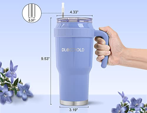 DLOCCOLD 40 oz Tumbler with Handle, Lid & Straw, Insulated Double Walled Stainless Steel Tumbler, Thermos Travel Coffee Mug for Women Men, Reusable water Tumbler with Leak-Proof Lid