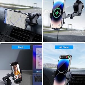 Wireless Car Charger, UGDLUCK 15W Fast Charging Car Charger Mount with Colored Lights Dashboard Windshield Air Vent Car Phone Holder fit for iPhone 14 13 12 11 Pro Max,Samsung Galaxy S23 S22 S21,etc