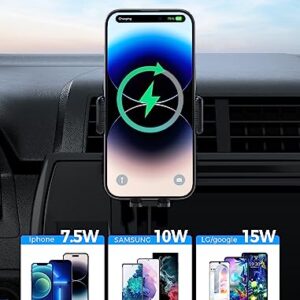 Wireless Car Charger, UGDLUCK 15W Fast Charging Car Charger Mount with Colored Lights Dashboard Windshield Air Vent Car Phone Holder fit for iPhone 14 13 12 11 Pro Max,Samsung Galaxy S23 S22 S21,etc