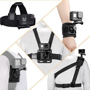 taisioner gopro accessoies chest backpack shoulder body wrist head strap mount photographic stabilization durable suitable for gopro hero 5/6/7/8/9/10/11 osmo action insta360 camera and phone