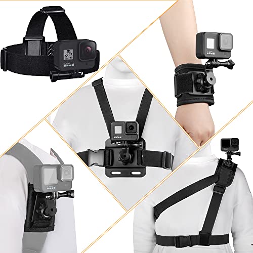 Taisioner Gopro Accessoies Chest Backpack Shoulder Body Wrist Head Strap Mount Photographic stabilization Durable Suitable for Gopro Hero 5/6/7/8/9/10/11 Osmo Action Insta360 Camera and Phone