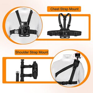 Taisioner Gopro Accessoies Chest Backpack Shoulder Body Wrist Head Strap Mount Photographic stabilization Durable Suitable for Gopro Hero 5/6/7/8/9/10/11 Osmo Action Insta360 Camera and Phone