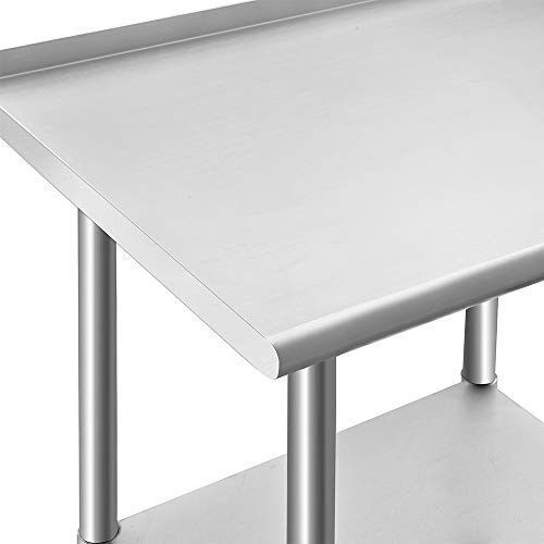 TRINITY THA-0307 Basics Stainless Steel w/Faucet Utility Sink & ROCKPOINT Stainless Steel Table for Prep & Work with Backsplash 30x24 Inches, NSF Metal Commercial Kitchen Table