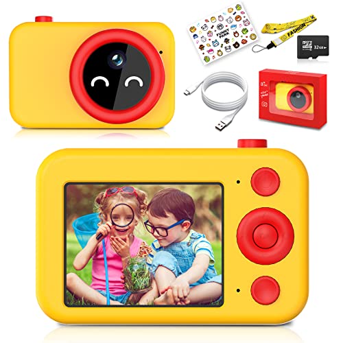 Kids Camera, Christmas Birthday Gifts for Boys Age 3-9, HD Digital Video Cameras for Toddler, Portable Toy for 3 4 5 6 7 8 Year Old Boy with 32GB SD Card