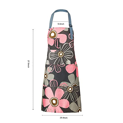 2 Pcs Kitchen Apron, Cooking Apron for Women, Adjustable Chef Apron, BBQ Aprons with 4 Pockets for Home Kitchen Baking Gardening