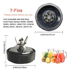 [ New Model] 7-Fins Replacement blender Blade for Ninja Accessories, Only Compatible with Nutri Ninja Foodi Power Blender SS300, SS300C, SS351, SS351C, SS351TGT, CO351B, SS100, SS101, SS101C, SS101TGT