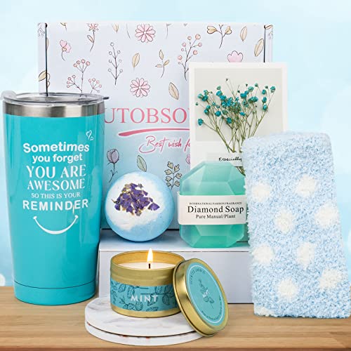 UTOBSOV Get Well Soon Gifts for Women, Get Well Gift Baskets Relaxation Gifts for Friends Female Care Package for Her Who Recover After Surgery, Blue Birthday Gifts Feel Better Gifts