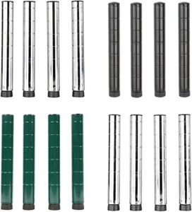 set of 4 wire shelving posts, customize poles height: 8" - 86", heavy duty pole (chrome, black epoxy, green epoxy, stainless steel) replacement poles for shelves (1")