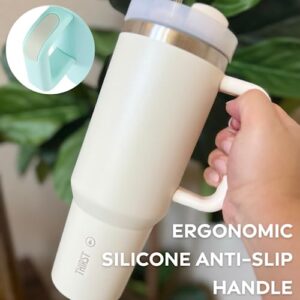 THIRST Quench H2.0 40 oz tumbler with handle and straw | Tumbler with lid and straw | Stainless-Steel Tumbler | Insulated Tumblers | Thermos for Hot and Cold Drinks | Cup | Water Bottle (Eucalyptus)