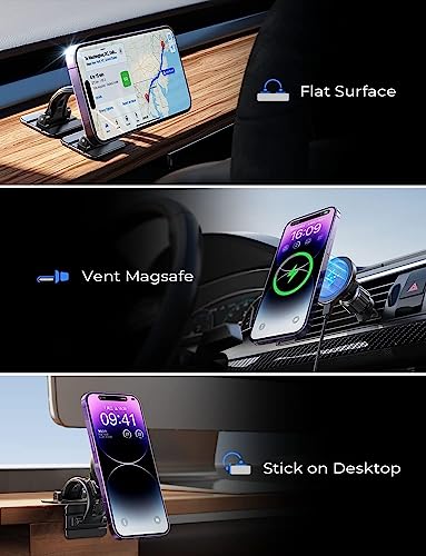 LISEN for Magsafe Car Mount Charger Wireless 15W Car Charger for iPhone [Powerful Magnets] Magnetic Car Phone Holder Mount Wireless Fast Charging for Magsafe Charger Fits iPhone 14 13 12 Magsafe Case