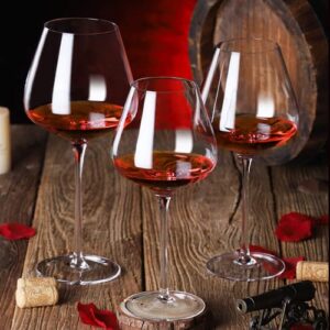 14oz Red Wine Glasses Set of 6,Clear Crystal Burgundy Glasses for Wine Tasting,Luxury Long Stem Glassware Modern Wine Glasses for Anniversary,Wedding,Birthday