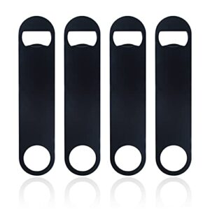 4 pack stainless steel flat bottle opener, beer bottle opener, 7inch, with exquisite packaging, for kitchen, bar or restaurant, black,